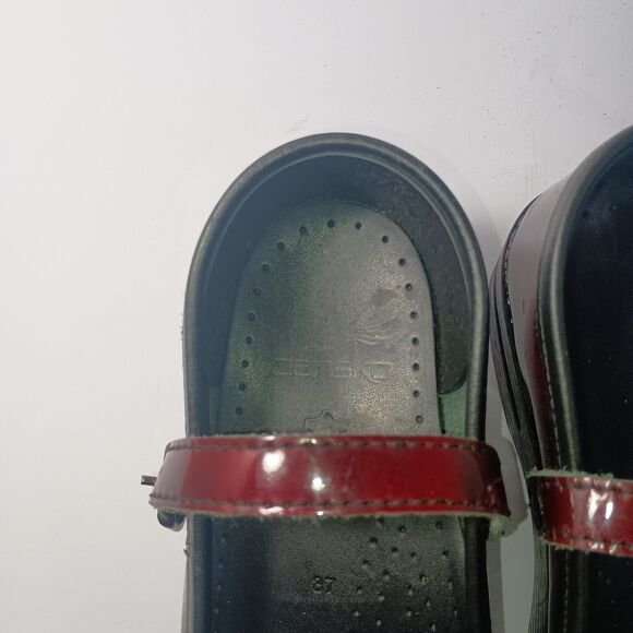 Dansko Leather Mary Jane Strap Clogs 37 (US 6.5-7 UK 4-4.5) Burgundy Marcelle - Picture 6 of 14
